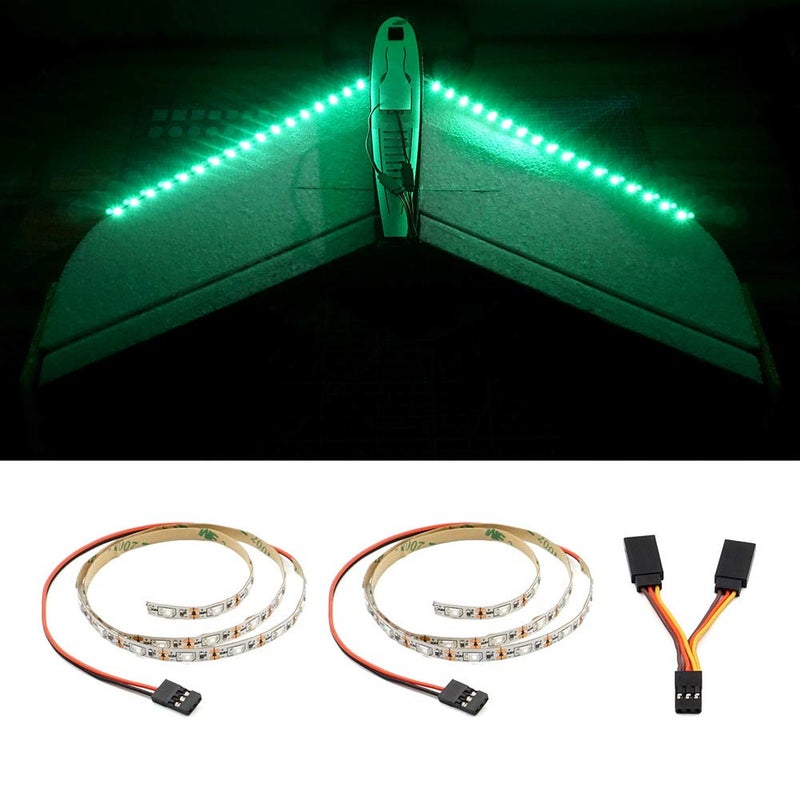 elechawk LED Light Strip for RC Fixed Wing Airplane Flying Wing Plane AR Wing Drone Model Car Truck (Green) - Image 2